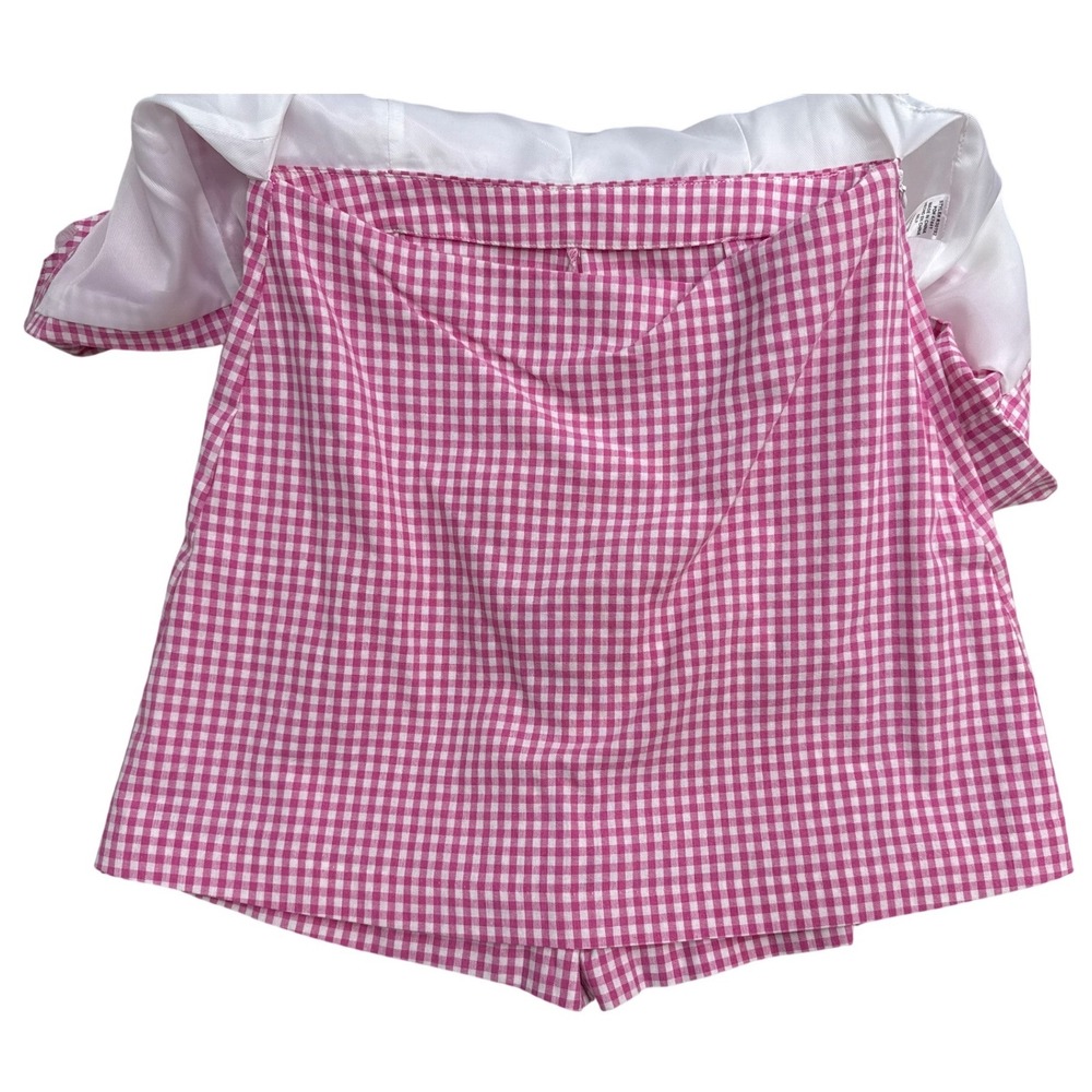 Entro Linda Sadie Gingham Romper NWT Medium‎ Pink Faux 2 Piece Flaw R30192 - Picture 5 of 9